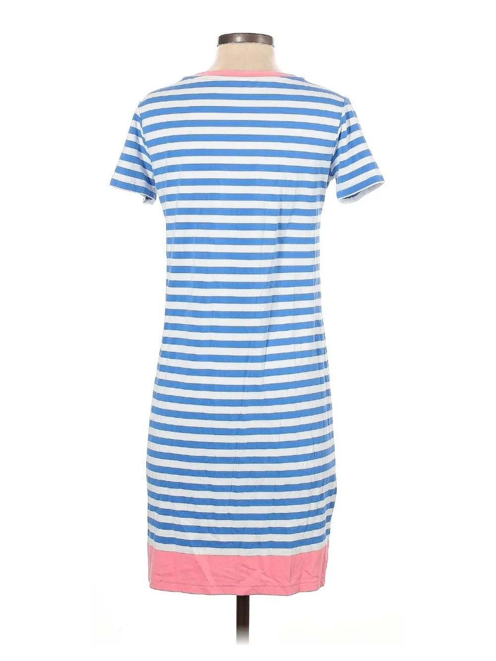 Southern Tide Blue and White Striped Midi Dress with Pink Trim - Picture 2 of 4